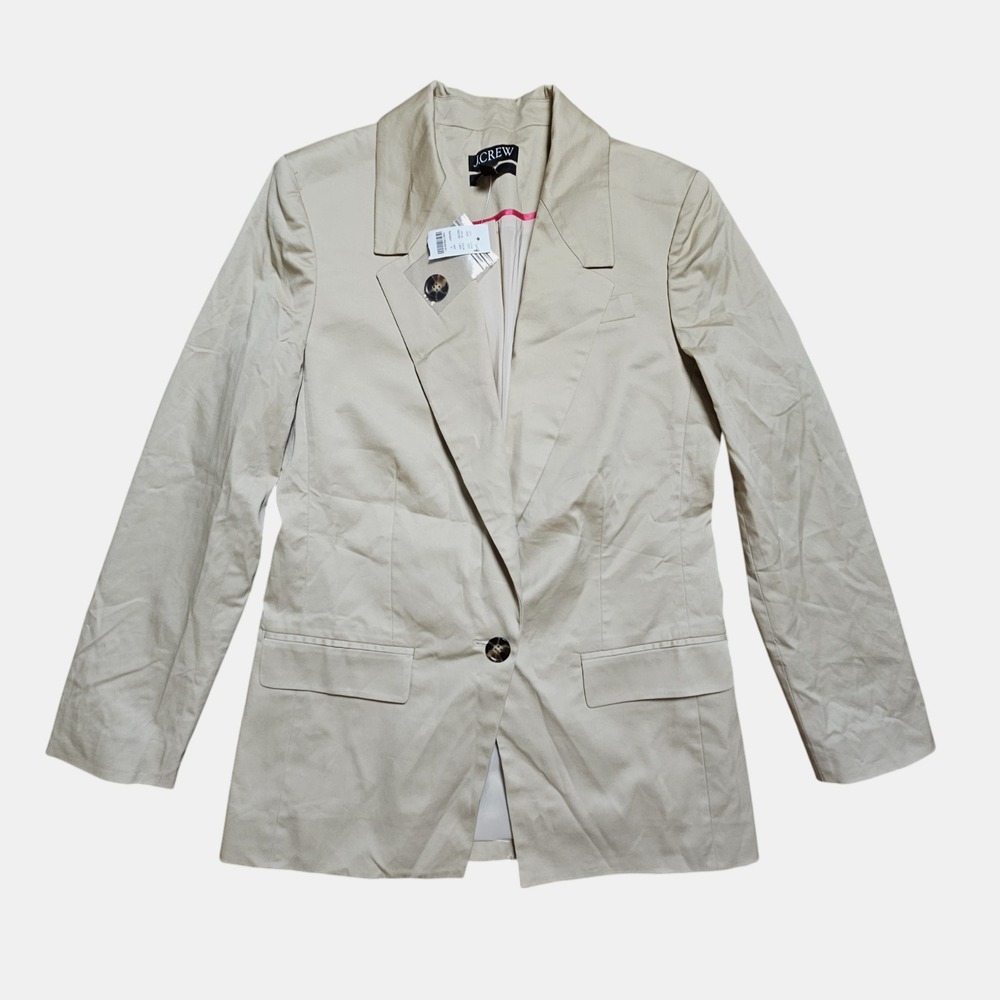 J. Crew Womens Willa‎ Blazer Lightweight Chino Blazer Jacket 0 Beige Cotton NWT